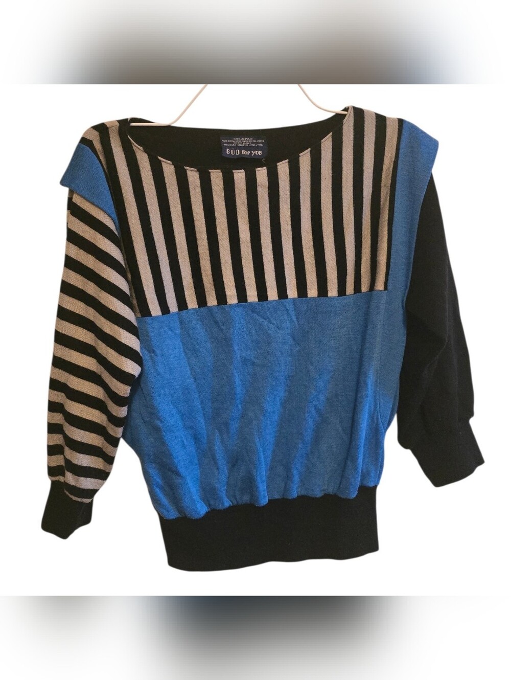 Vintage 80s GÜD for You Color-Block Striped Sweater